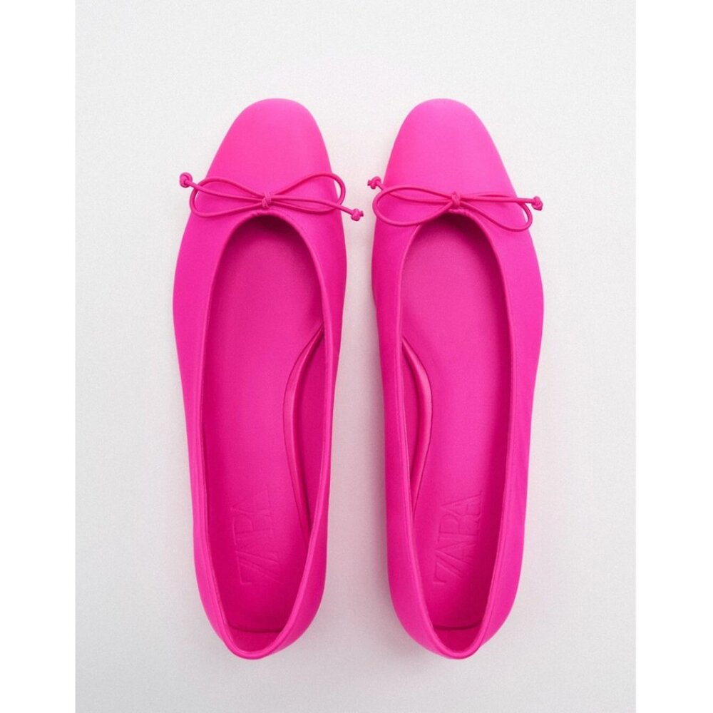 Zara Hot Pink Ballet Flats with Bow